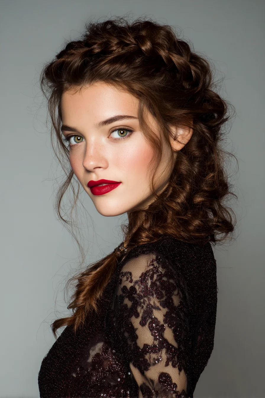 Romantic Boho Crown Braid with Loose Textured Side Braid