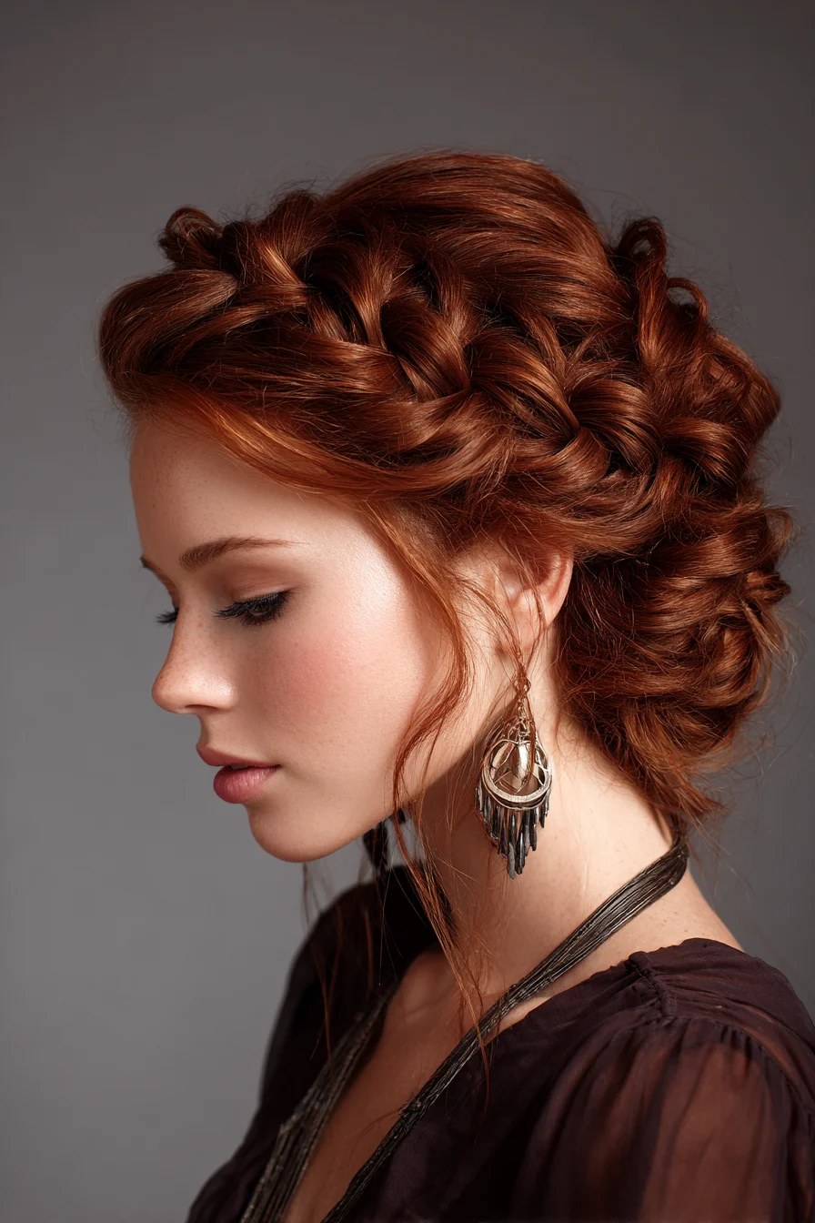 Romantic Crown Braid into Messy Low Updo — Braided Updo for Thick, Textured Hair