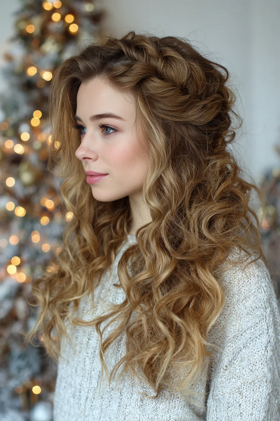 Romantic Crown Braid with Loose Beachy Curls — Long, Voluminous Style