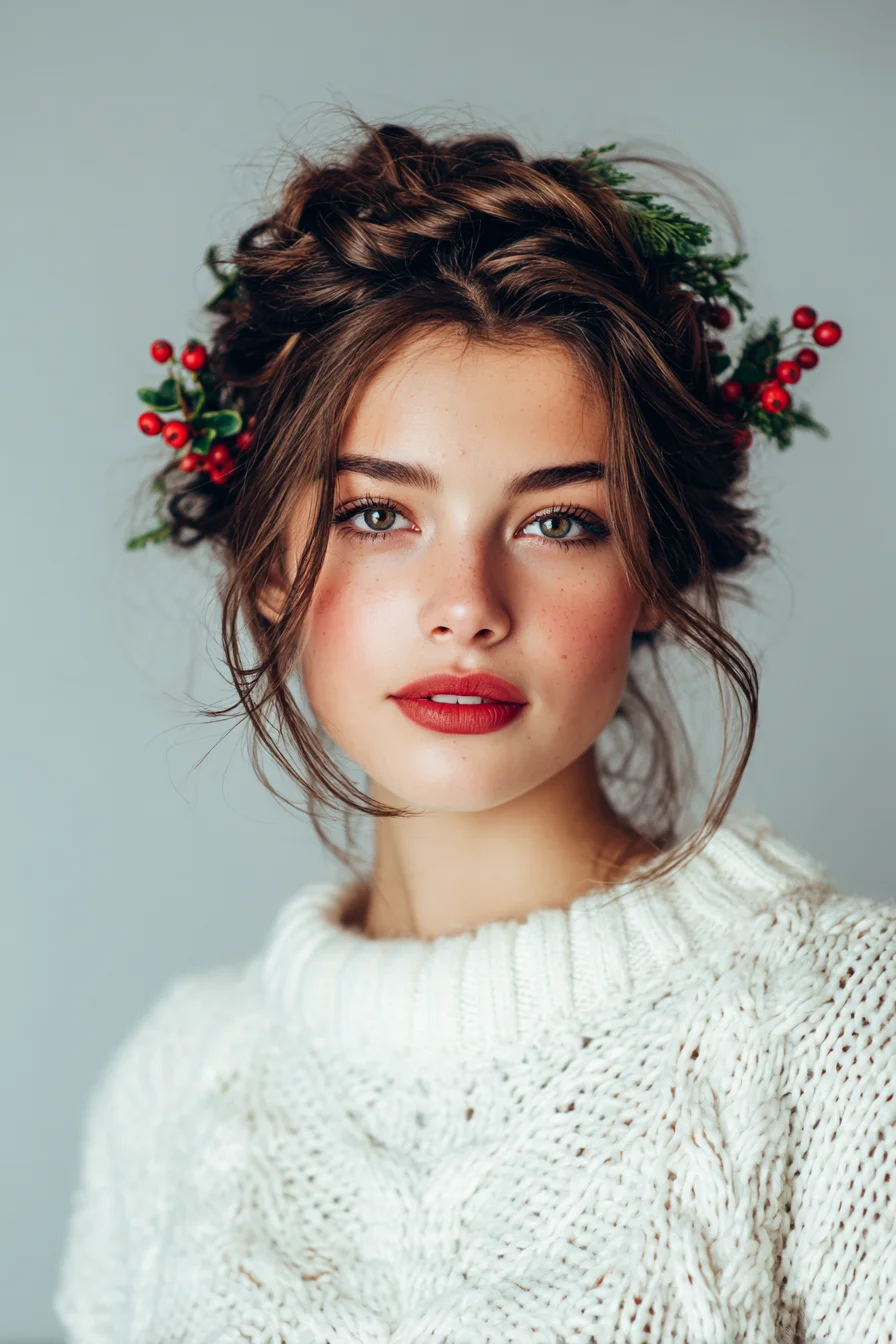 Romantic Textured Braided Updo with Face‑Framing Wisps