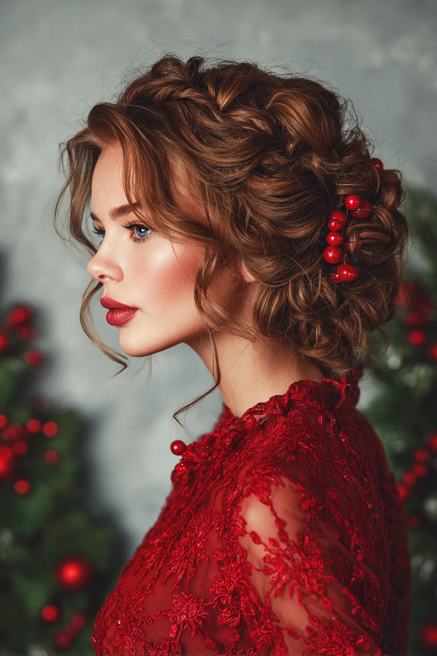 Romantic Twisted Braided Low Updo with Face‑Framing Tendrils