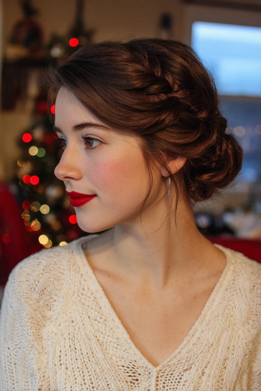 Romantic Twisted Side Bun with Soft Face‑Framing Tendrils