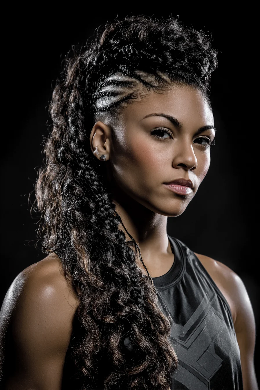 Side Cornrows into Textured High Pony with Long Rope Braids
