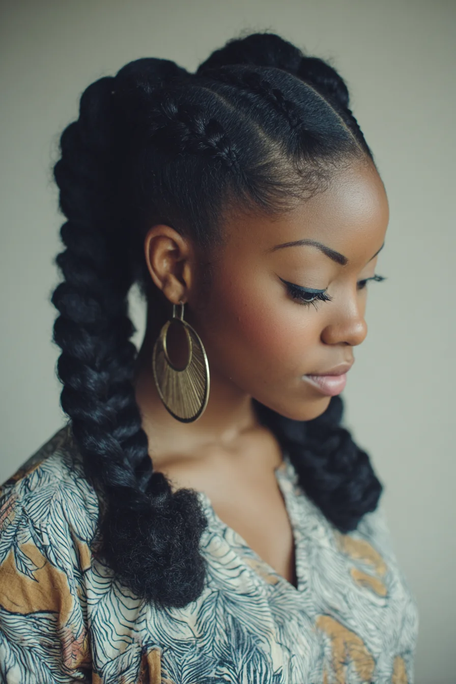 Sleek Cornrow-Fed Jumbo Braids for Natural 3C–4C Hair