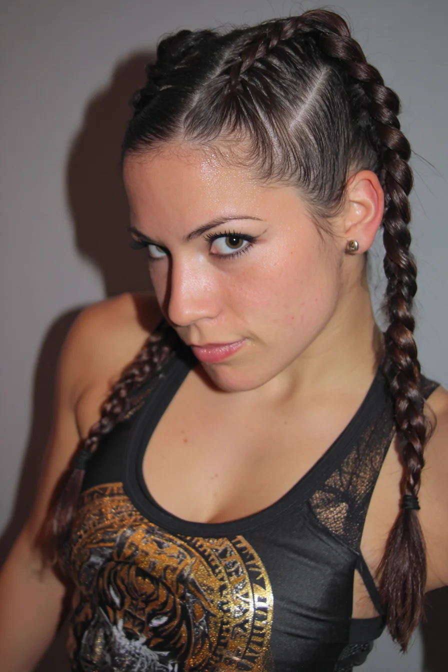 Sleek Double Dutch Cornrows Flowing into Long Three-Strand Braids