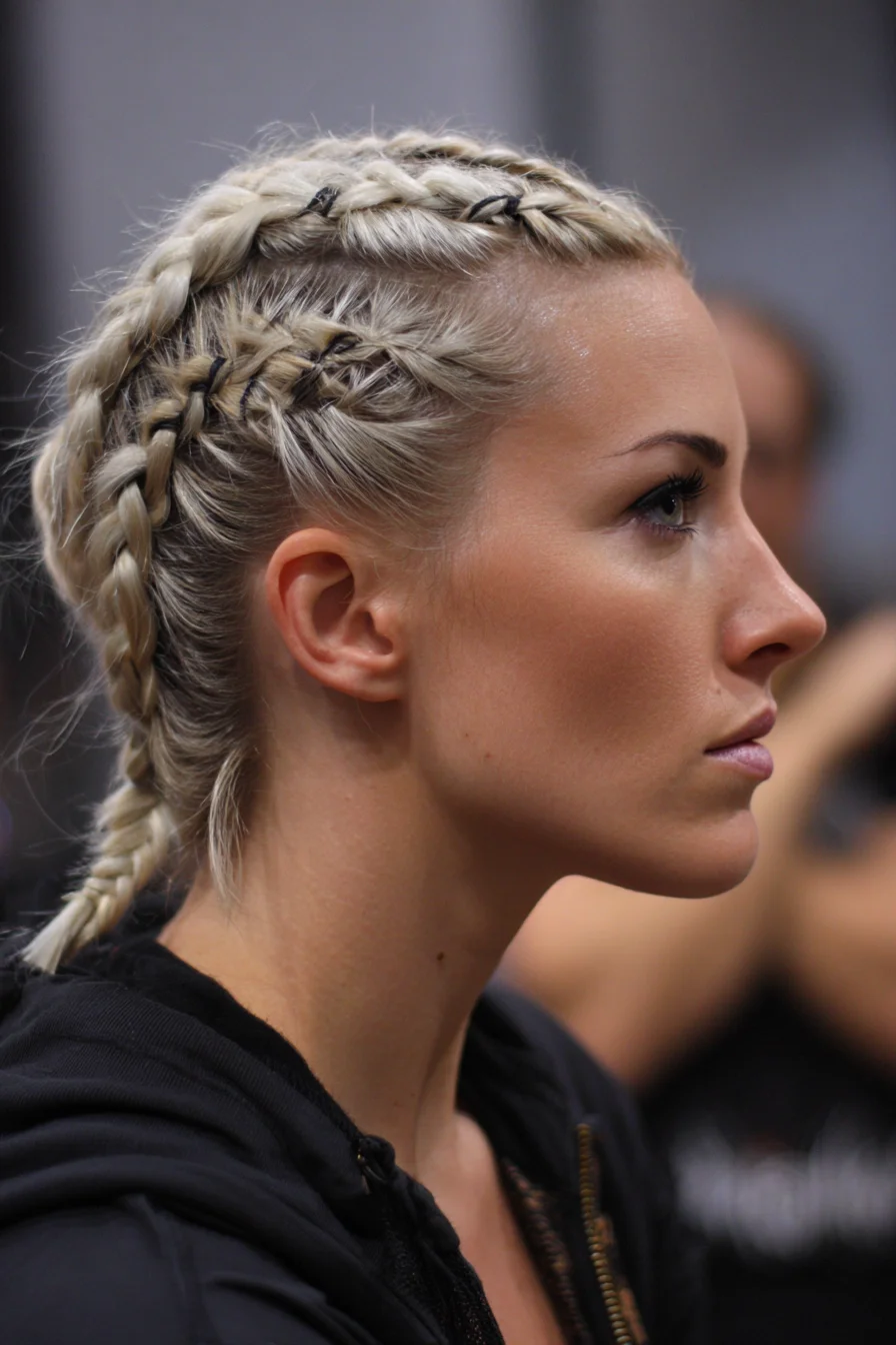 Sleek Double Dutch Cornrows with Small Side Braids