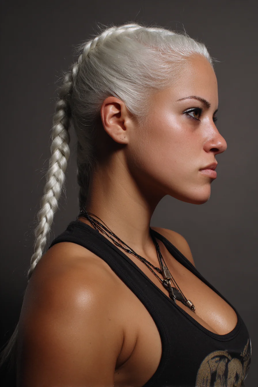 Sleek High Dutch Braid Ponytail — Platinum Long Hair Styling