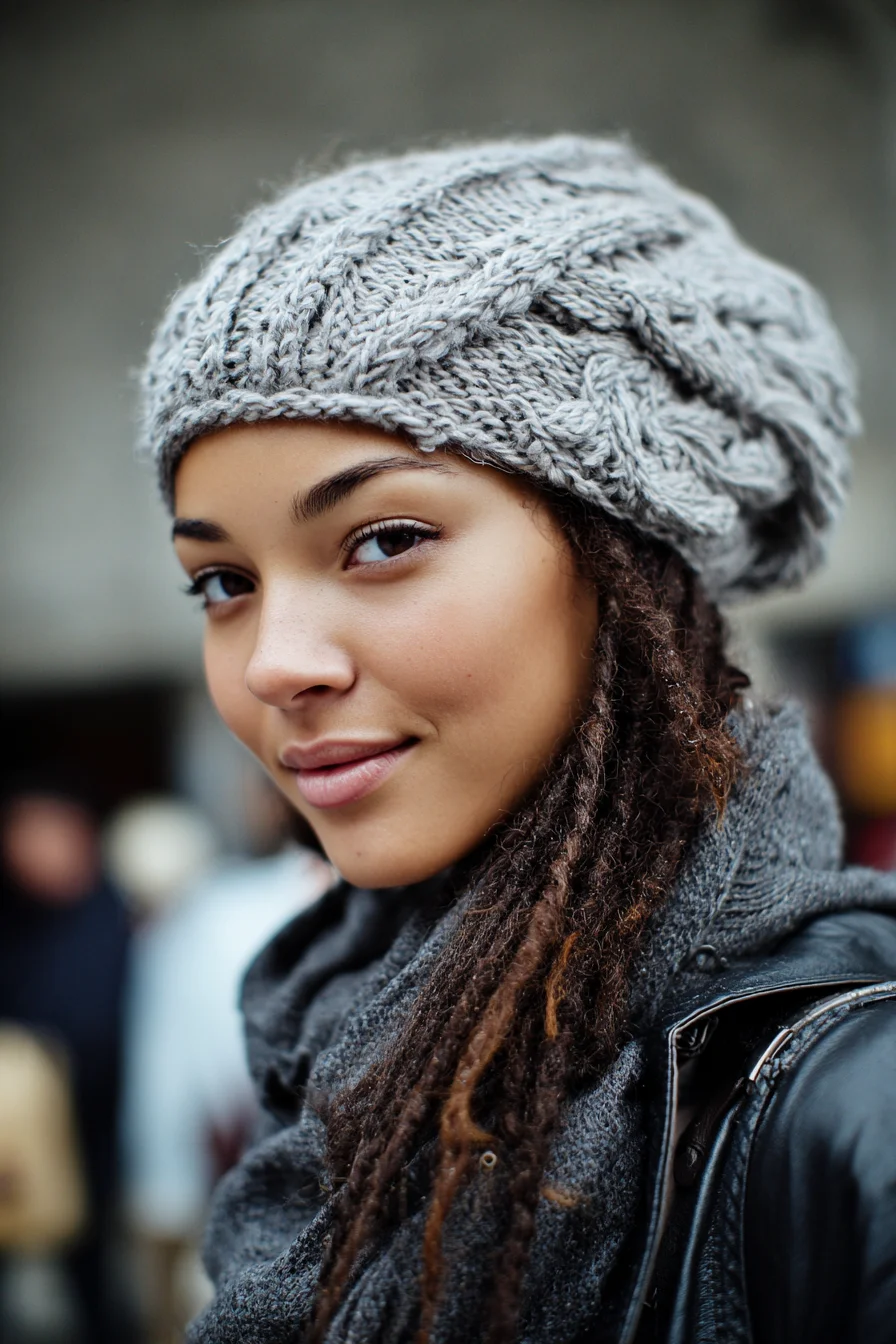 Slim Dreadlocks with Slouchy Knit Beanie — Natural Loc Styling