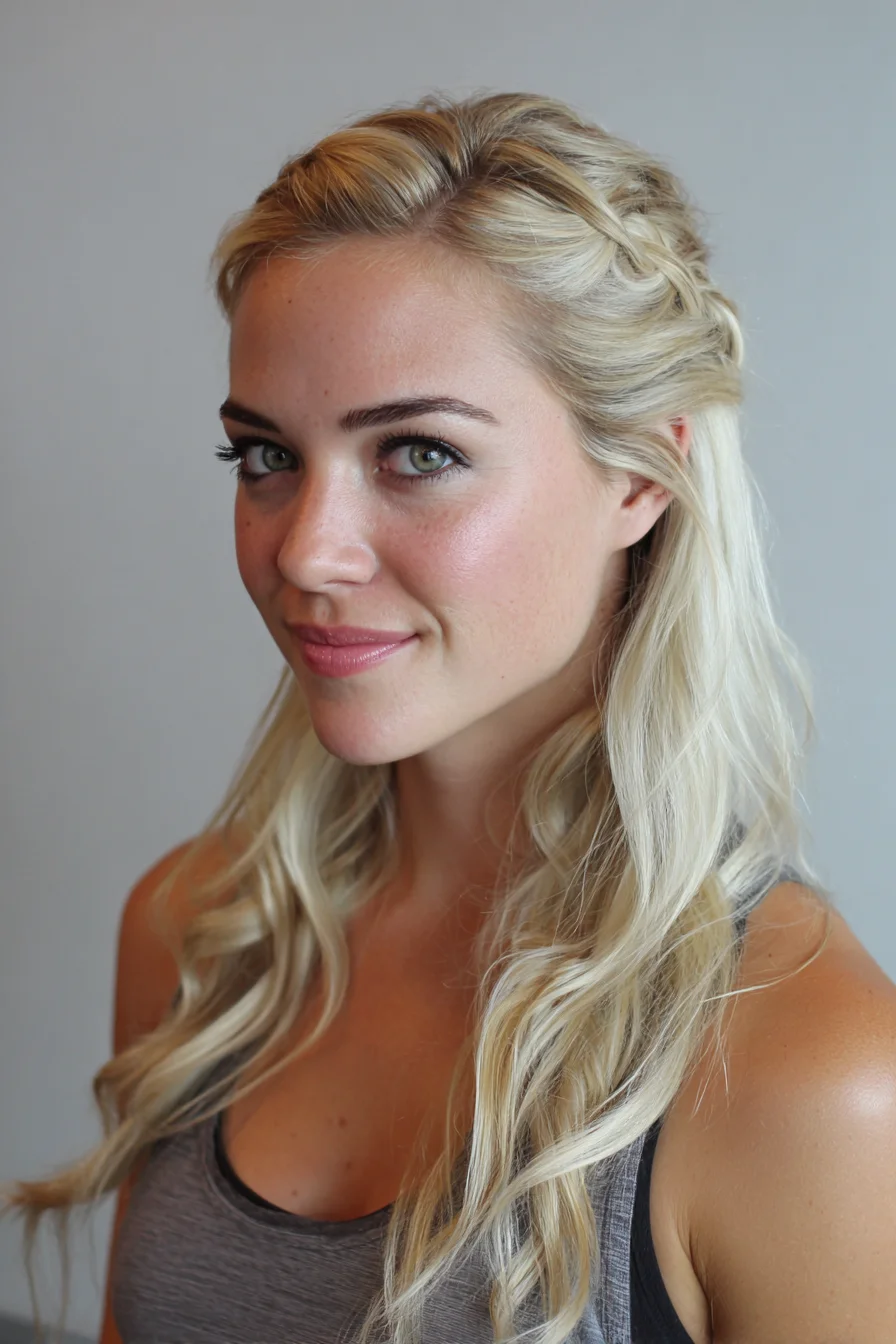 Soft Side Braid Half-Up with Loose Beach Waves