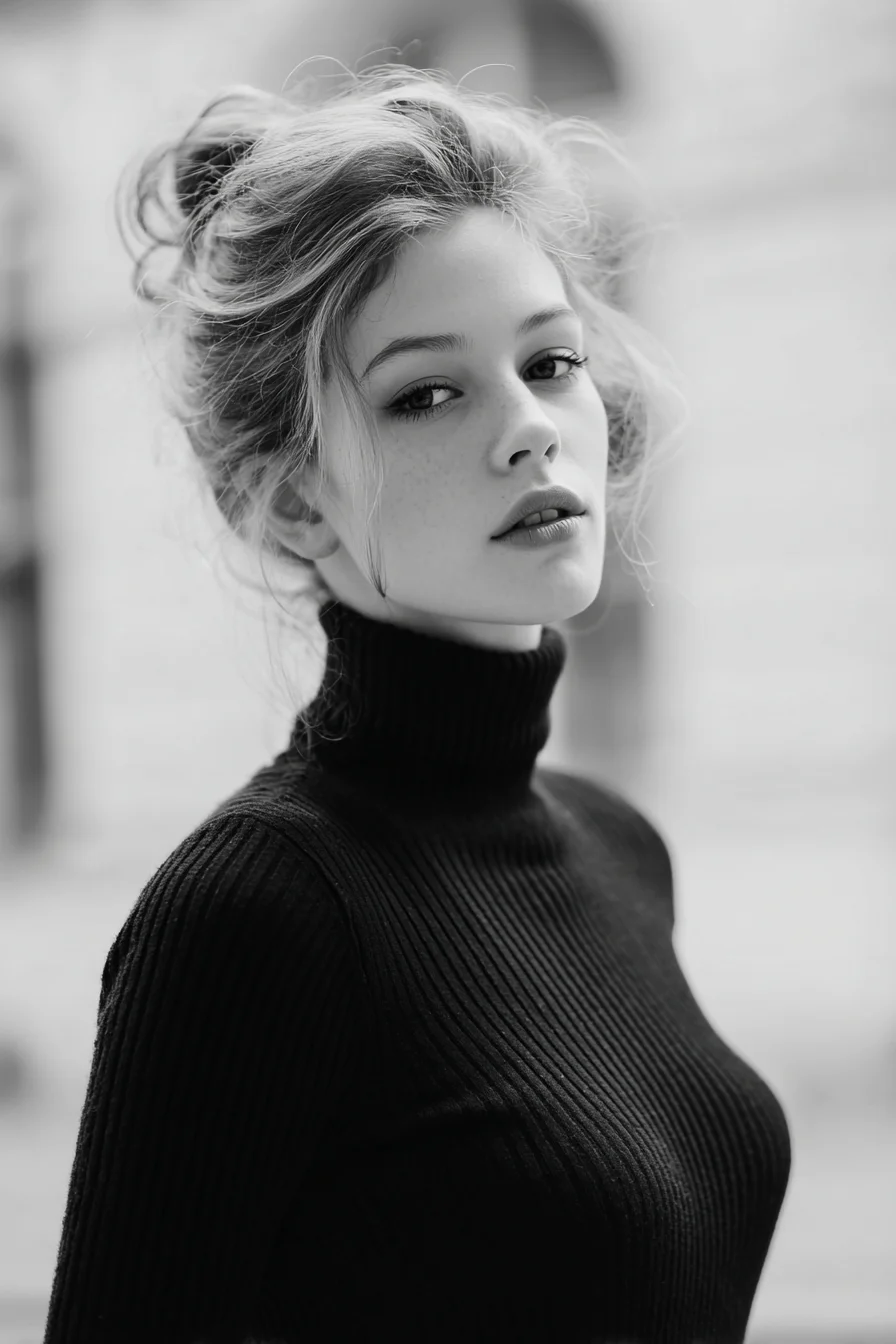 Soft Textured Messy Bun with Face‑Framing Tendrils