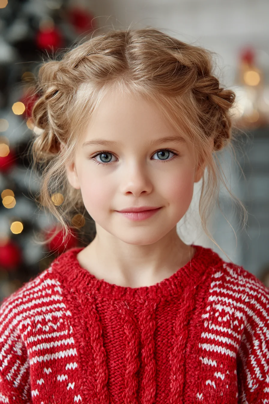 Soft Twisted Crown with Low Messy Buns — Romantic Kids’ Updo