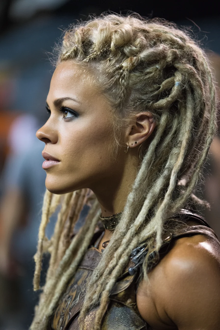 Textured Blonde Dreadlocks with Braided Crown — Cornrows to Locs