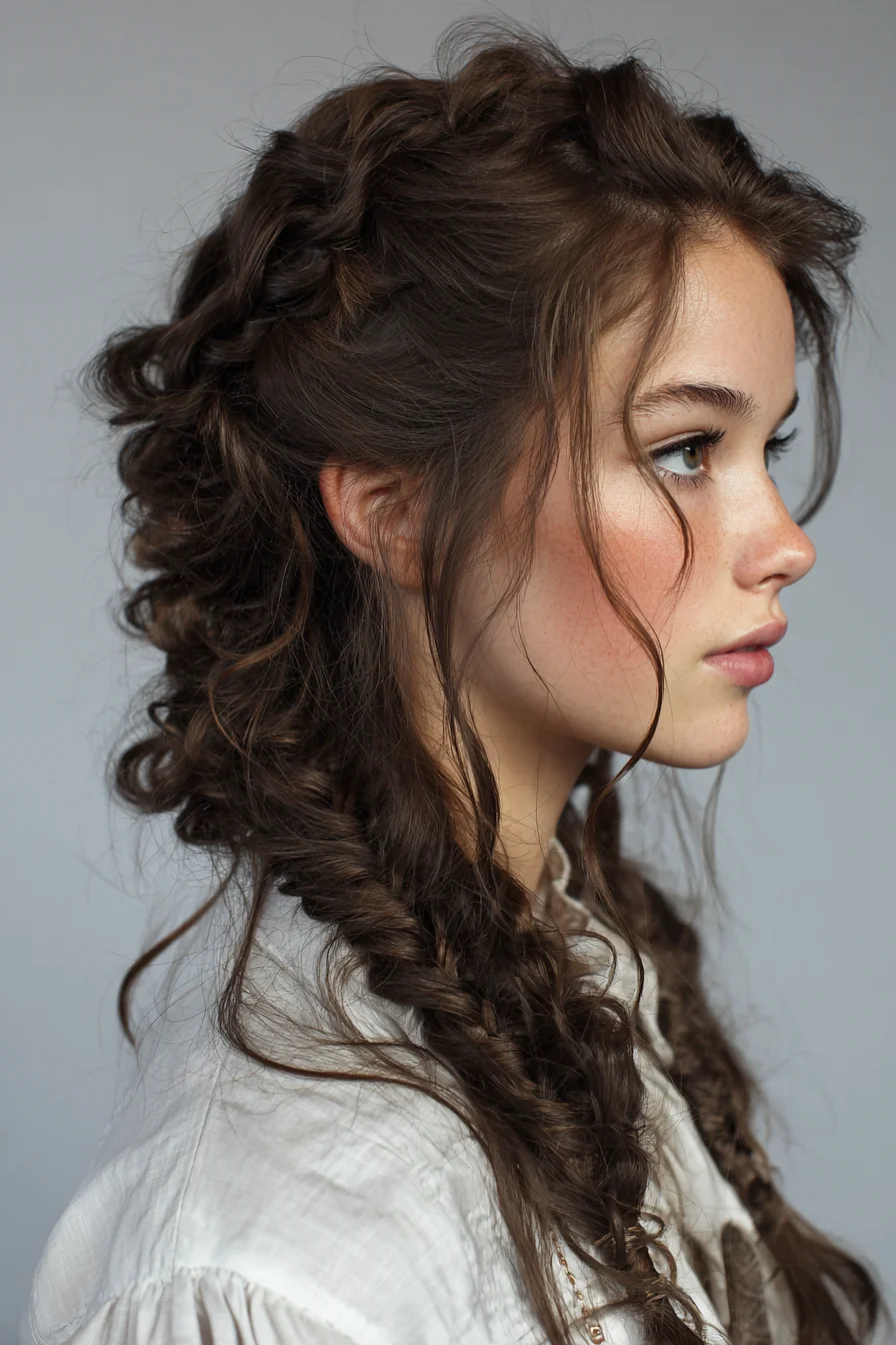 Textured Boho Fishtail Braids with Loose Face‑Framing Tendrils