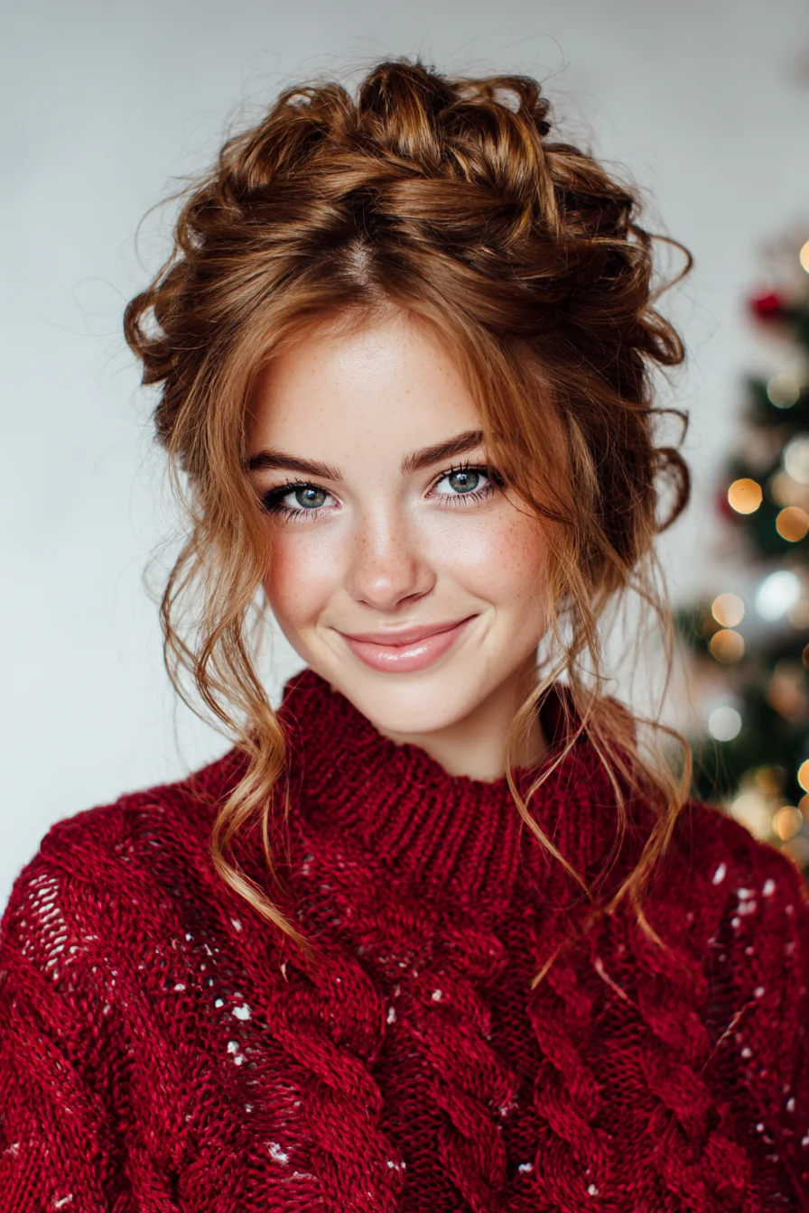 Textured Braided Crown Updo with Face‑Framing Tendrils