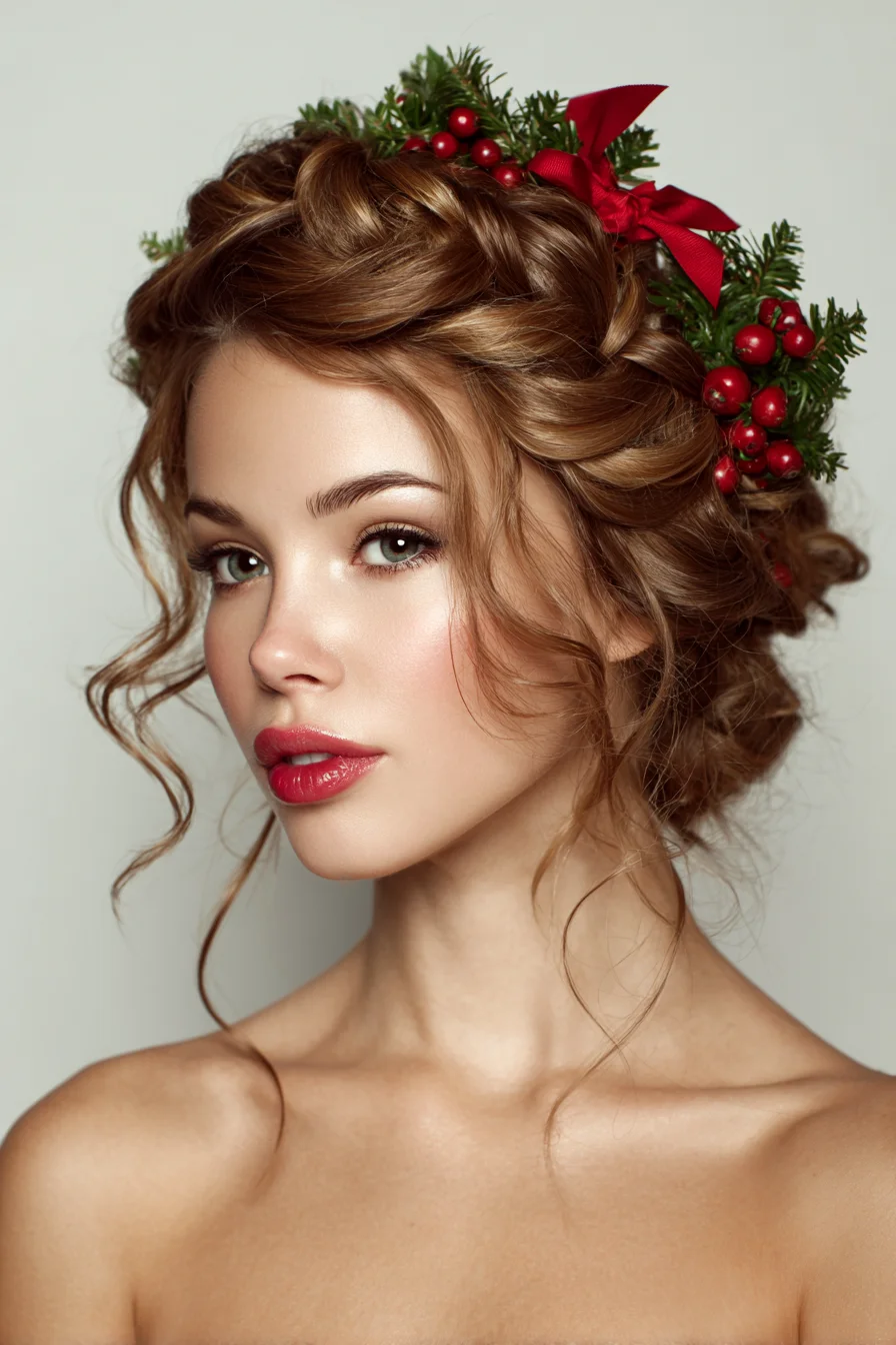 Textured Braided Crown Updo with Loose Face‑Framing Tendrils