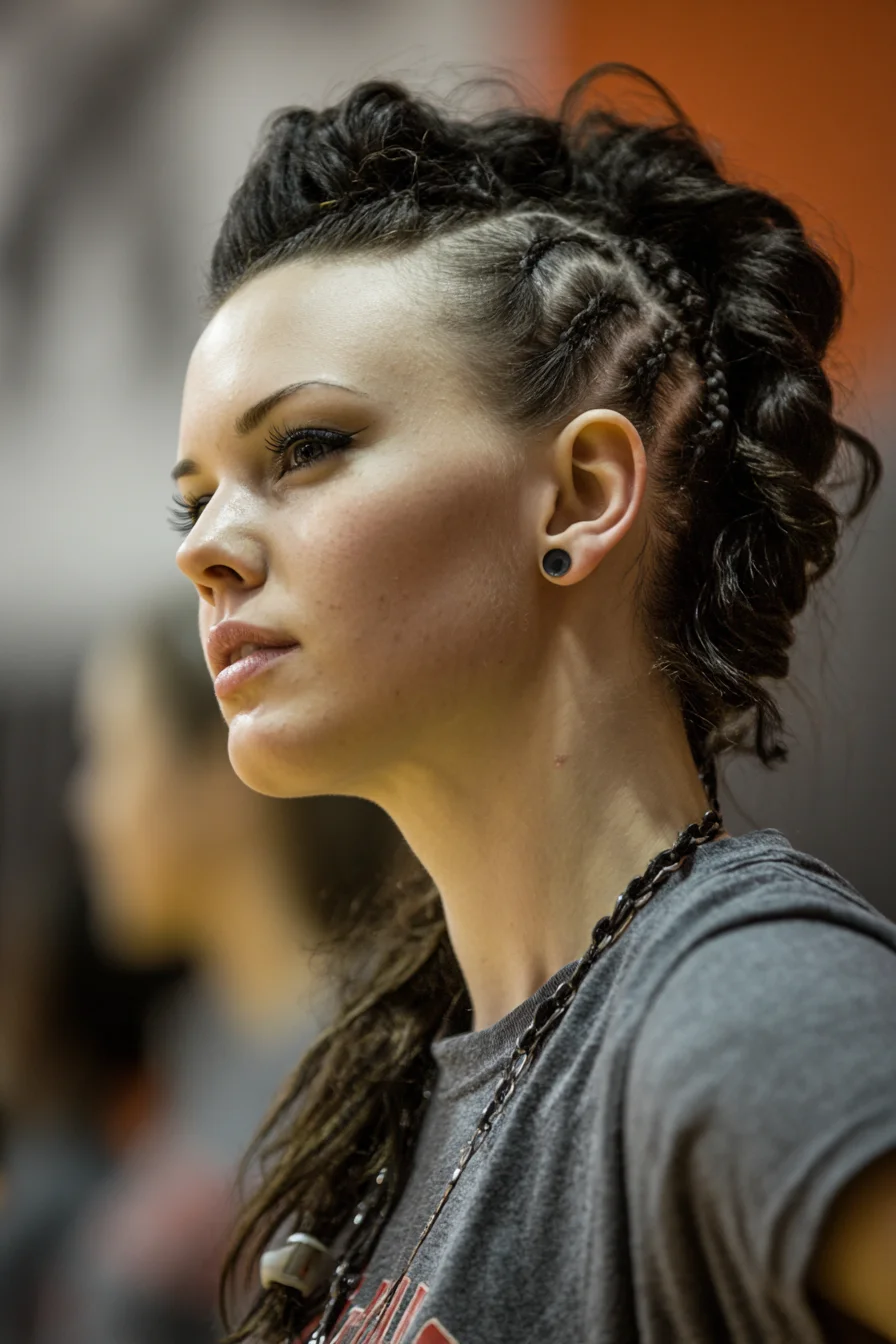 Textured Braided Faux Hawk with Side Cornrows