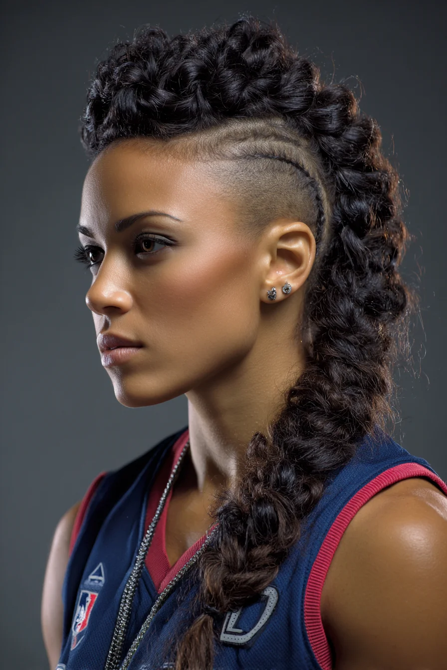 Textured Braided Mohawk: Cornrows into a Thick Rope Braid