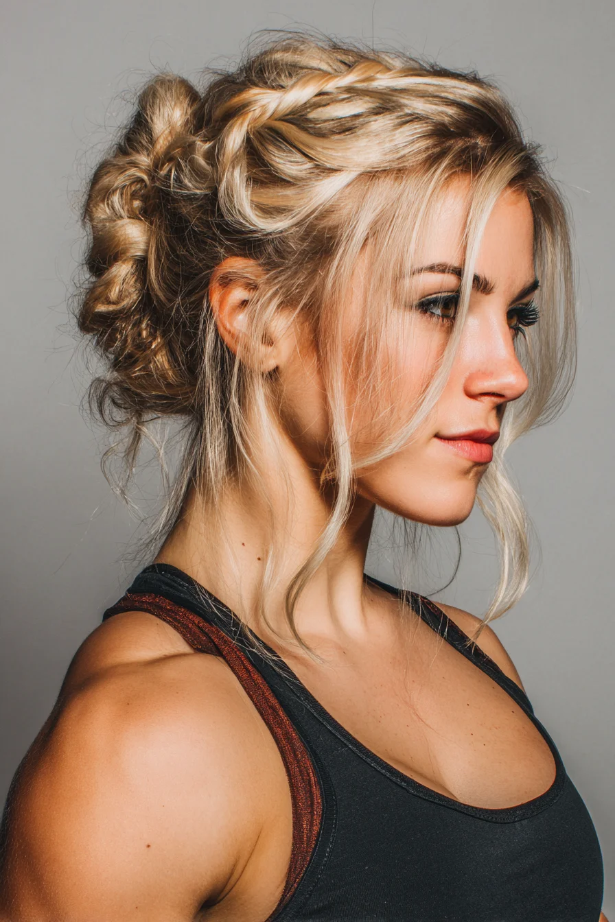 Textured Braided Updo with Face‑Framing Tendrils