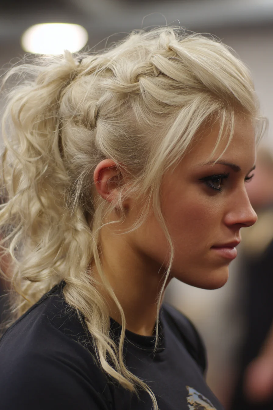 Textured Crown Braid into Voluminous Wavy Ponytail — Braided Pony for Medium to Long Hair