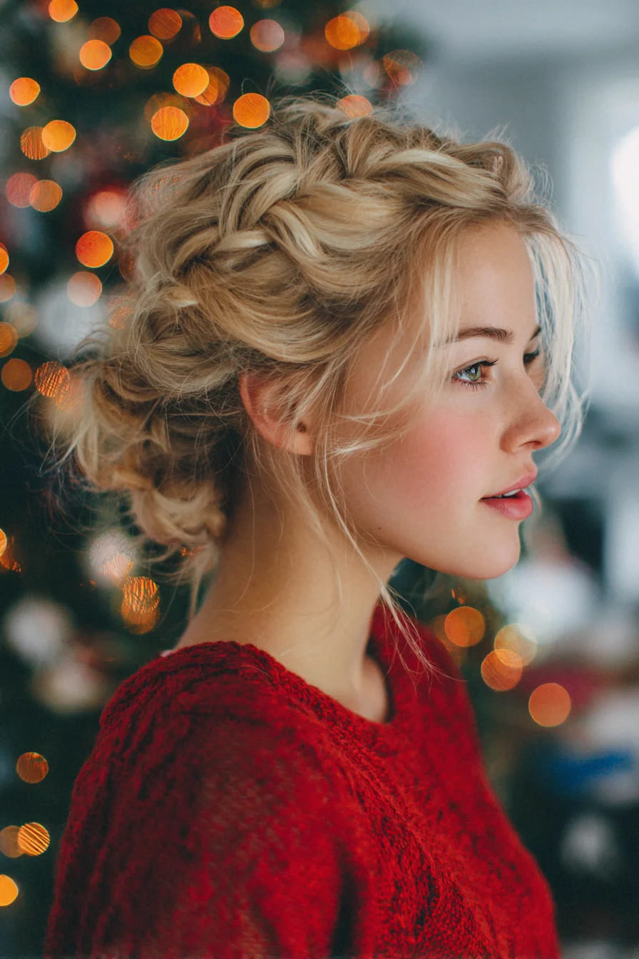 Textured Crown Braid to Messy Low Bun — Loose Romantic Updo