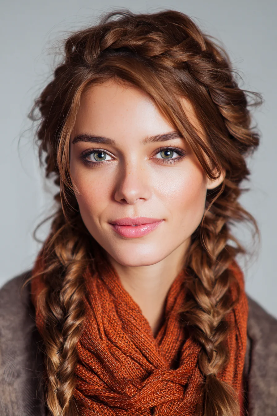 Textured Crown with Loose Double Braids — Romantic Boho Braided Updo
