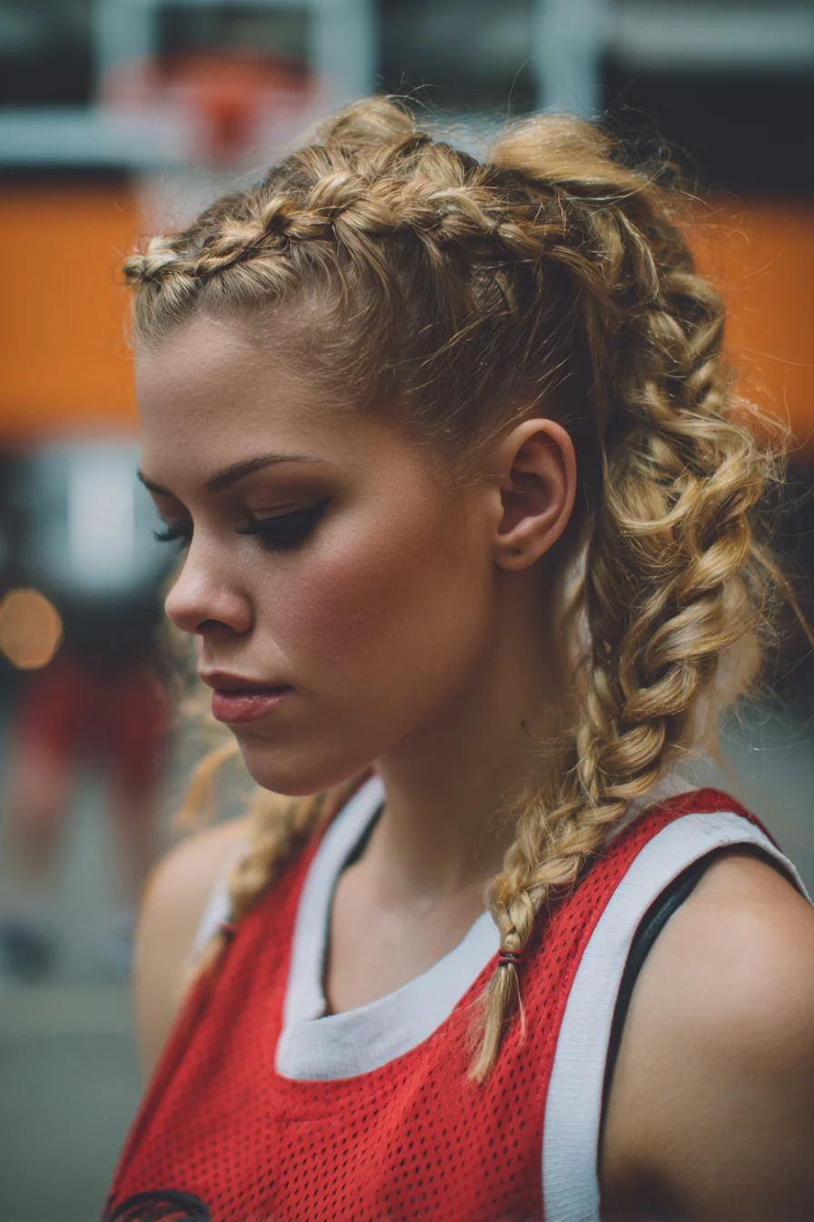 Textured Double Dutch Braids into Curly High Ponytails