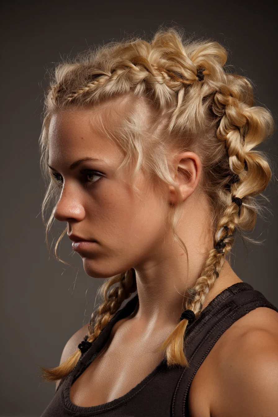 Textured Double Dutch Braids with Accent Mini Braids