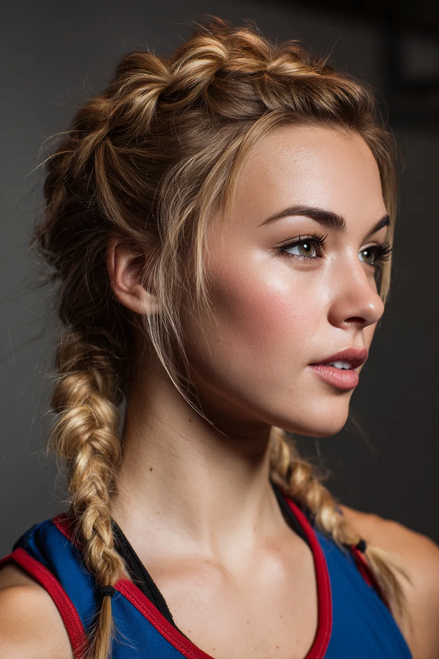 Textured Double Dutch Braids with Face‑Framing Pieces