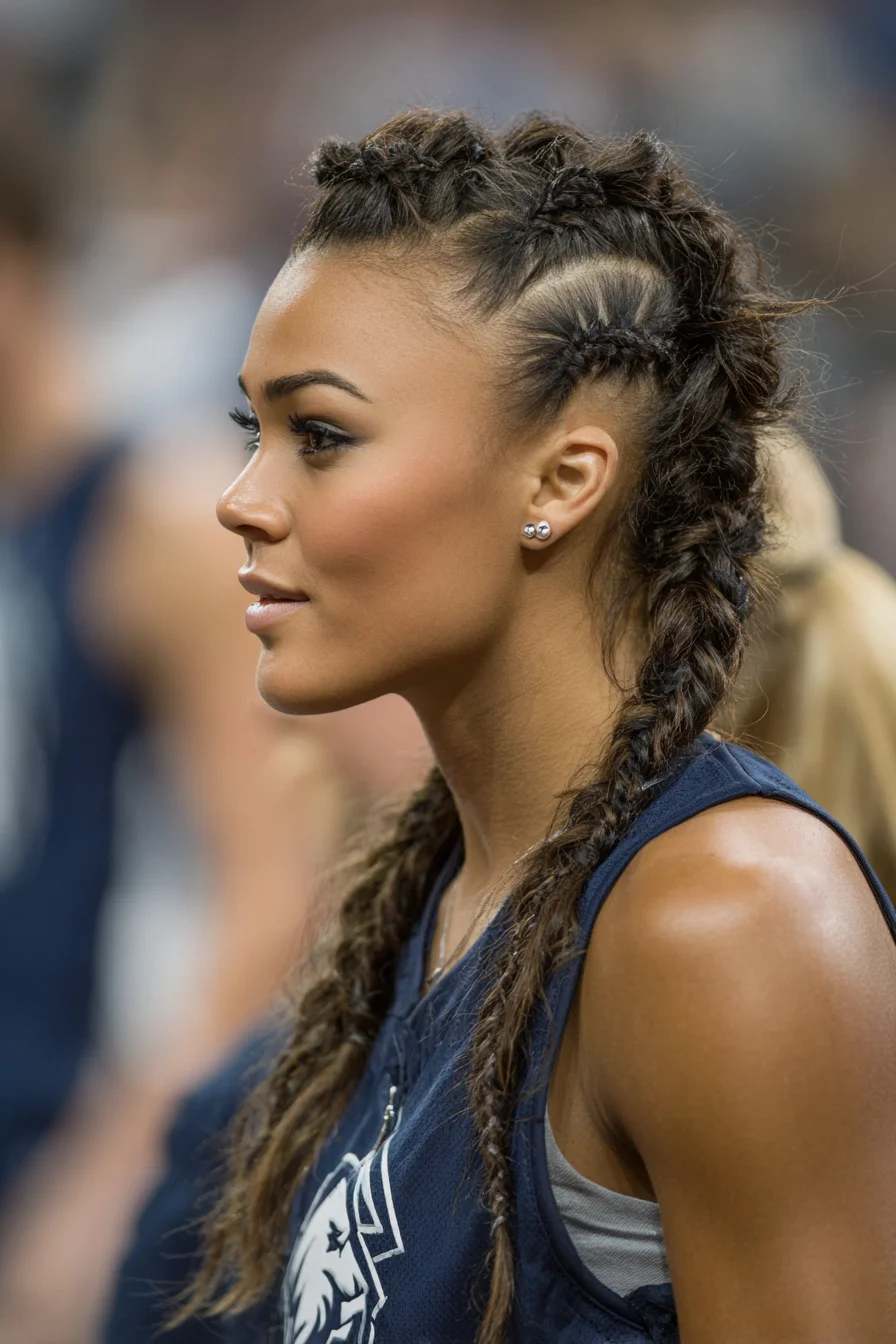 Textured Double Dutch Cornrows into Braids — Sporty Mohawk-Style Braids