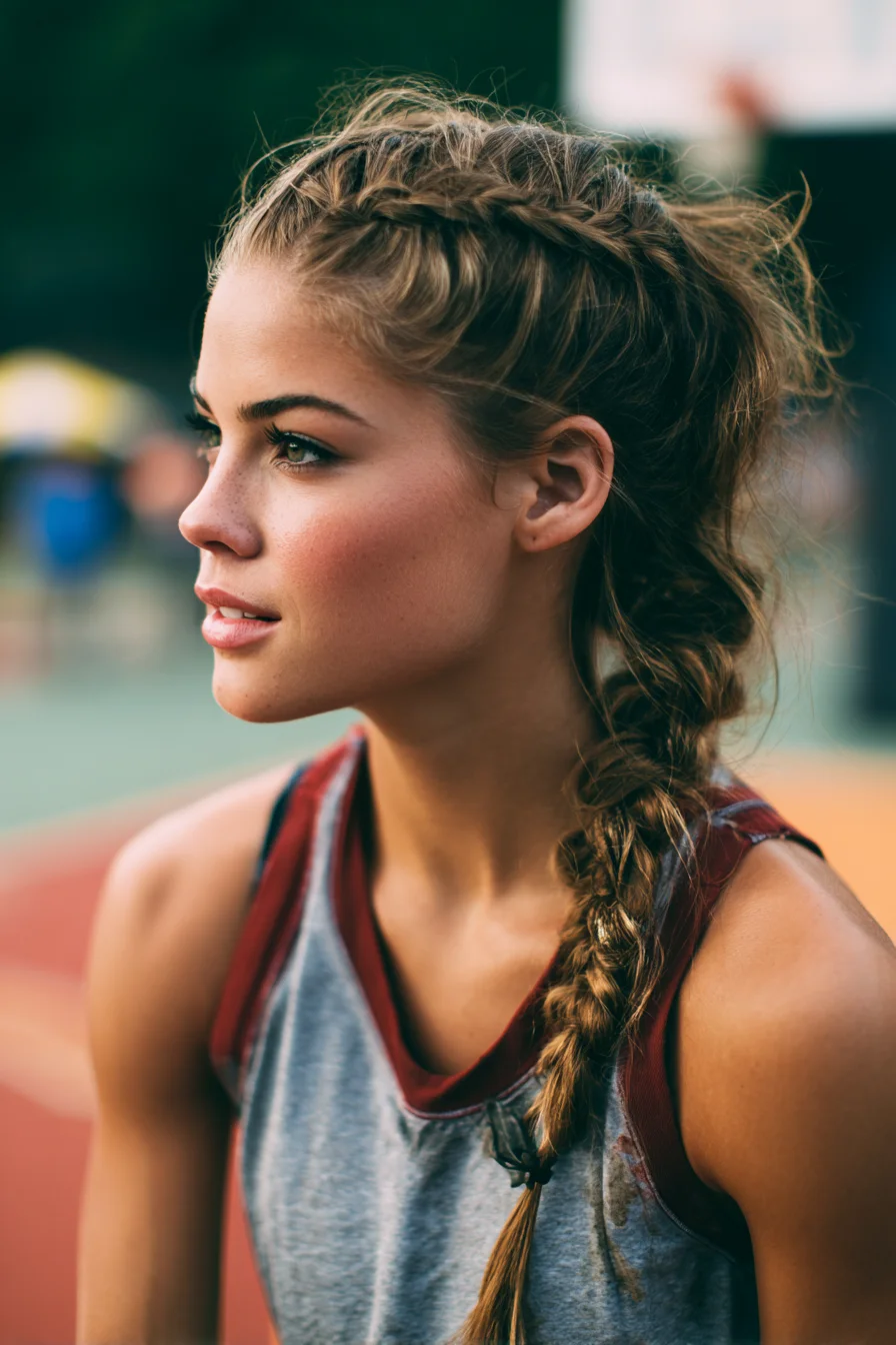 Textured Double Dutch to Messy Side Braid — Sporty Braided Look