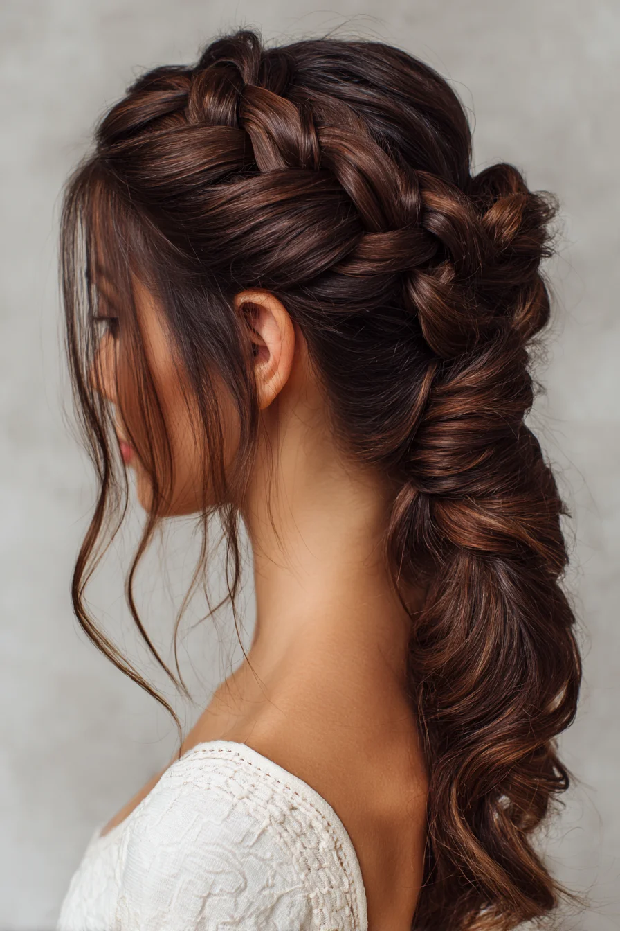 Textured Dutch Crown Braid into Loose Romantic Pull-Through Braid