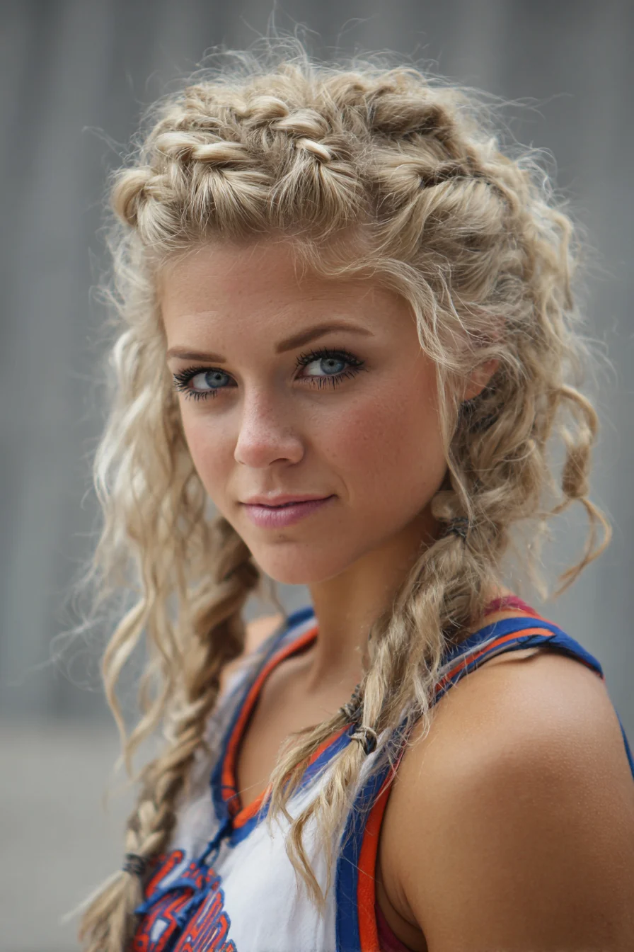 Textured Dutch Crown Braids Flowing into Loose Boho Braids for Curly/Wavy Hair