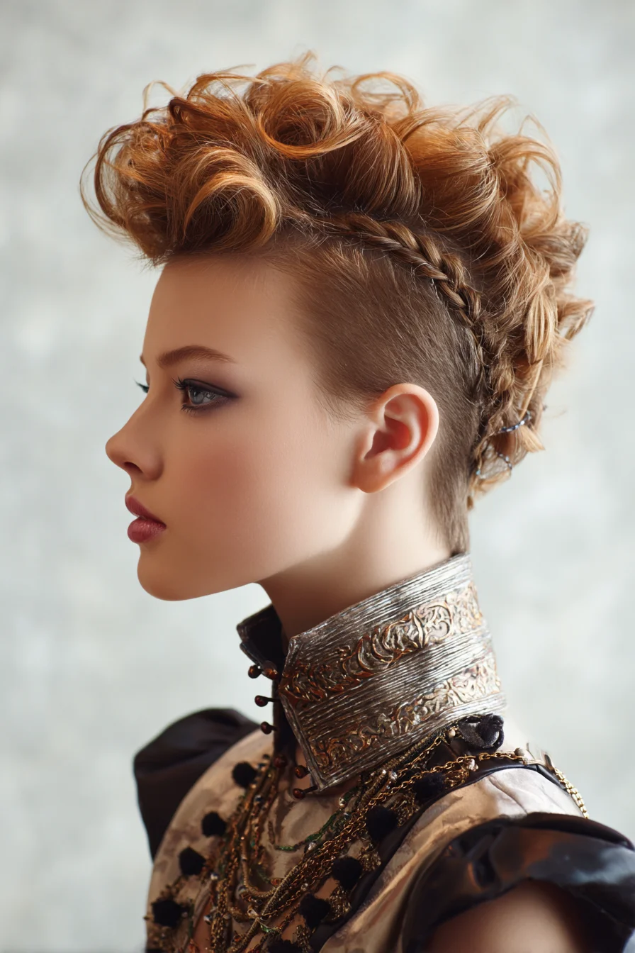 Textured Faux Hawk with Side Braid — Voluminous Mohawk for Short to Medium Hair