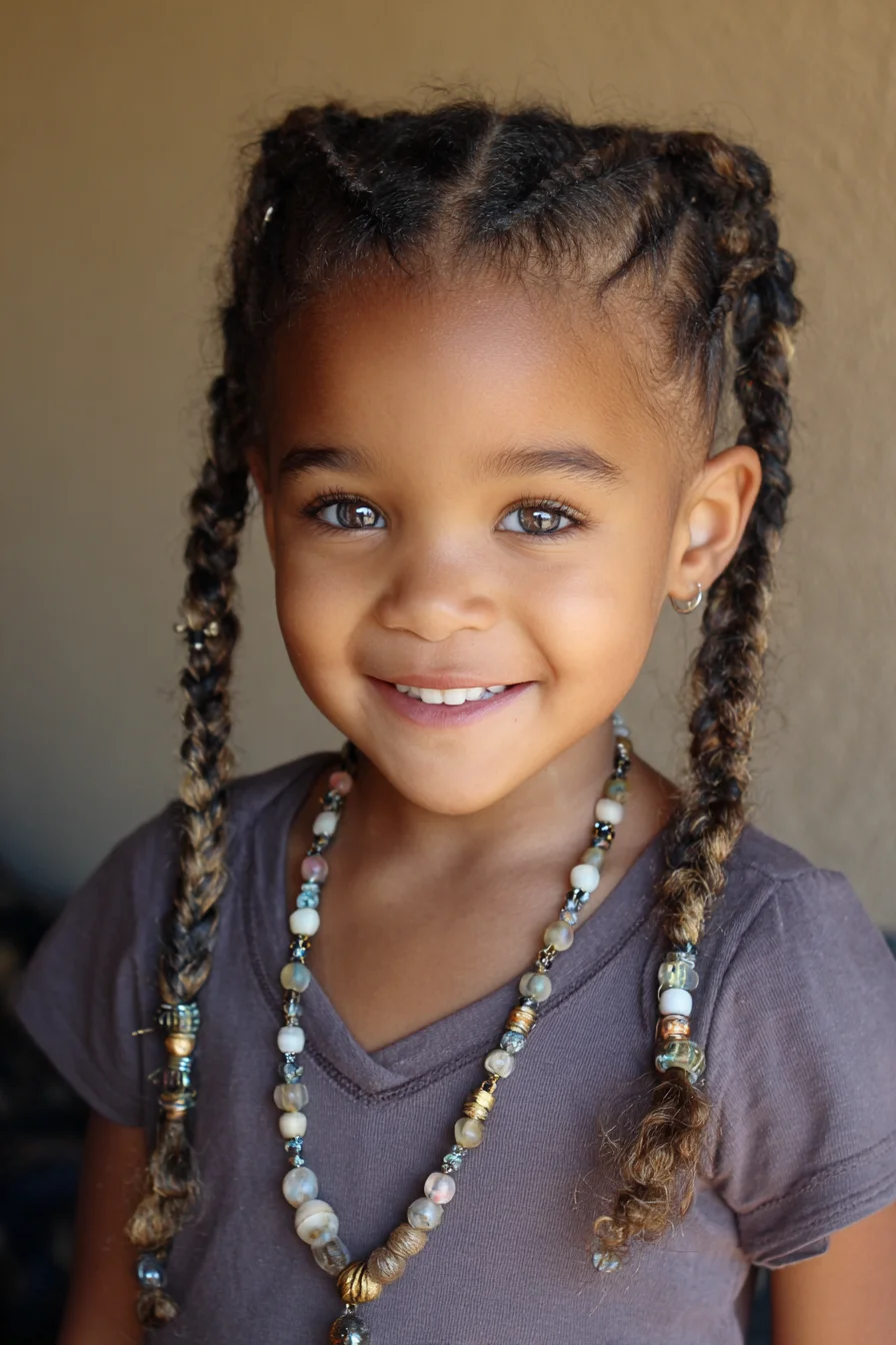 Textured Hair Cornrow-to-Braids with Beads — Child-Friendly Protective Style