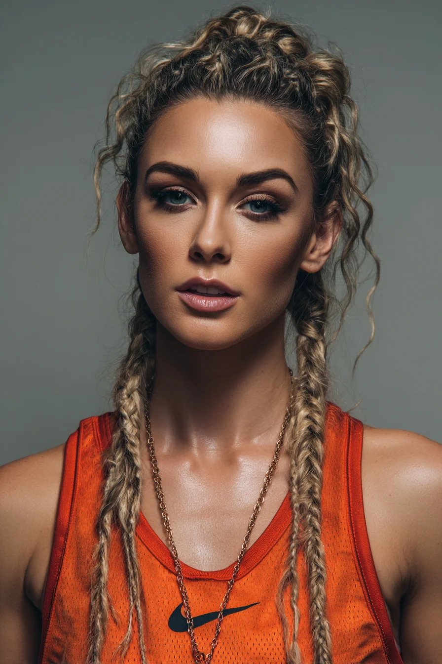 Textured High Crown Dutch Braids with Fishtail Ends