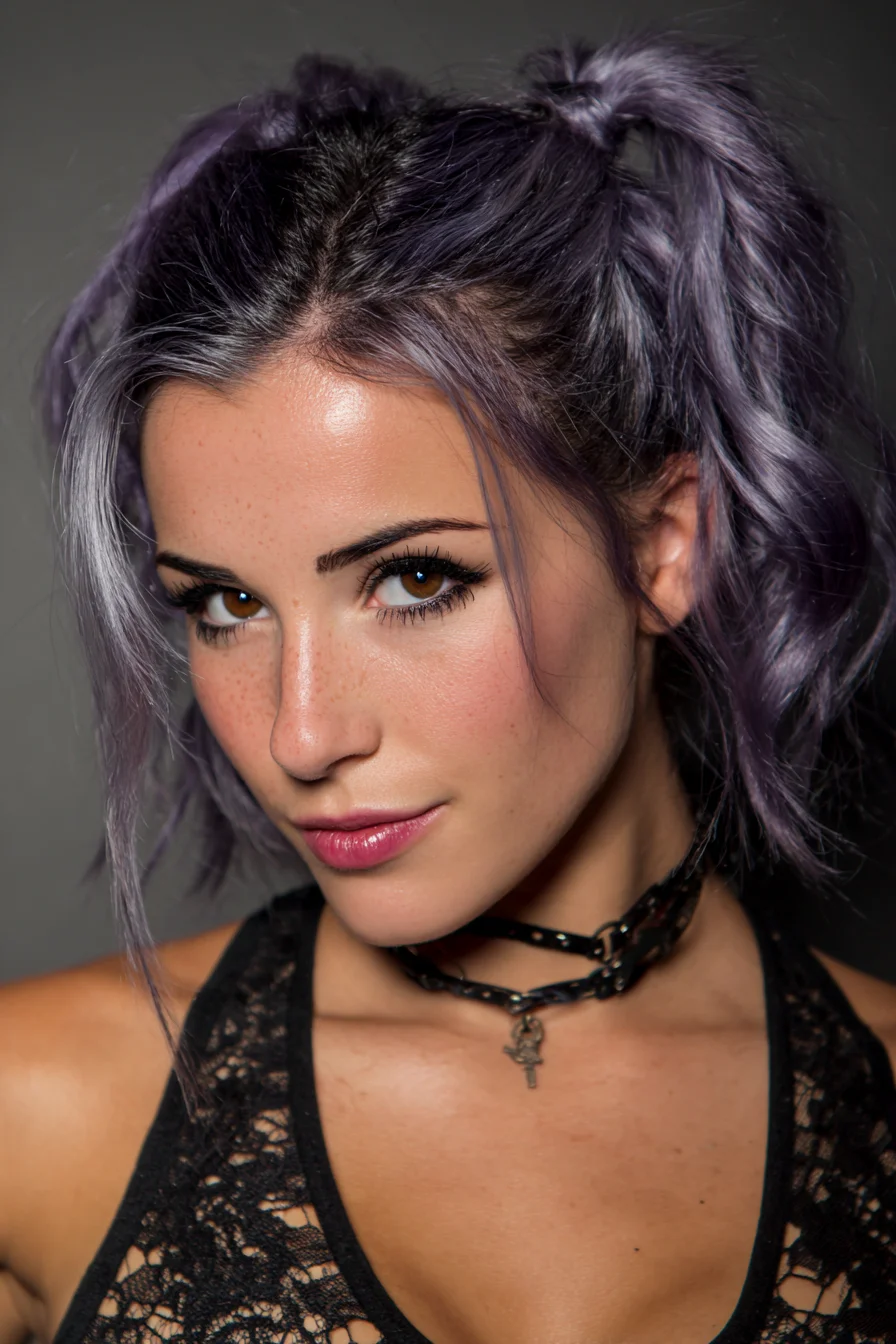 Textured Lavender Double Ponytails — Tousled Wavy High Pony Hairstyle