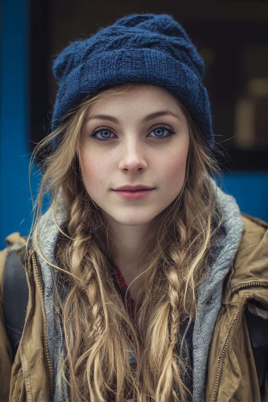 Textured Loose Double Braids with Micro‑Braid Accents — Boho Winter Style