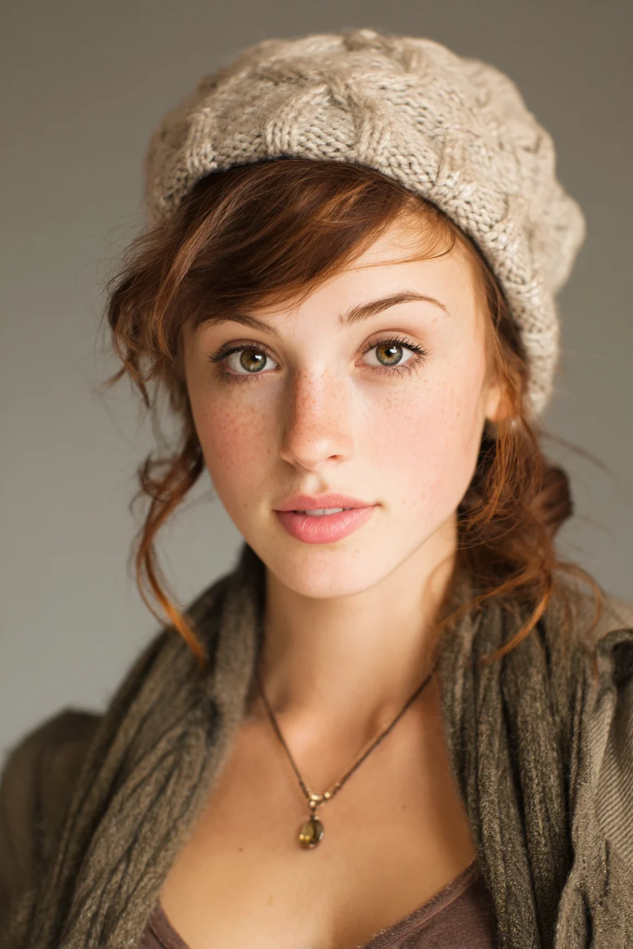 Textured Low Side Bun with Face‑Framing Wisps — Beret‑Friendly Casual Updo