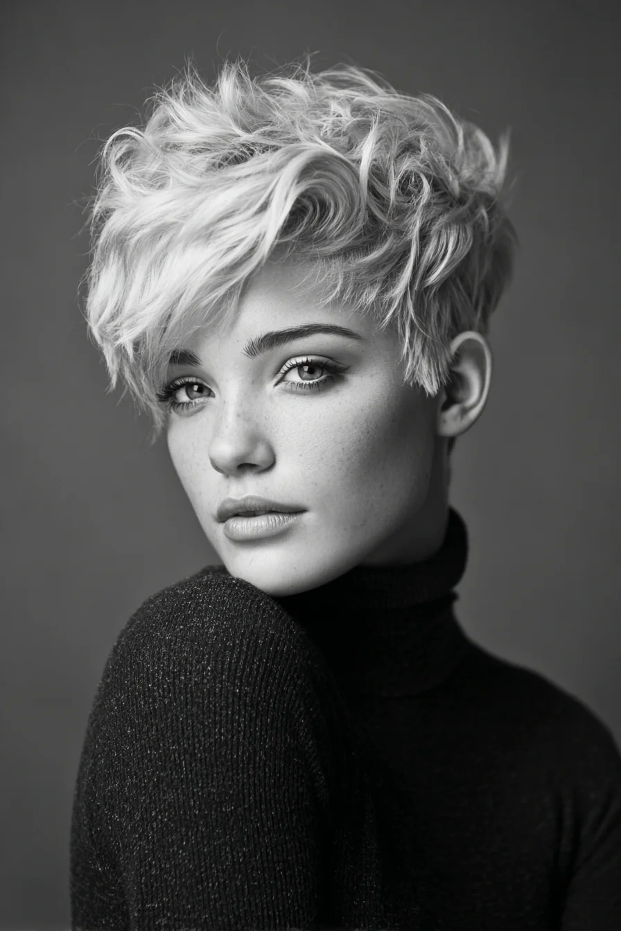 Textured Pixie with Tousled Top and Side-Swept Fringe