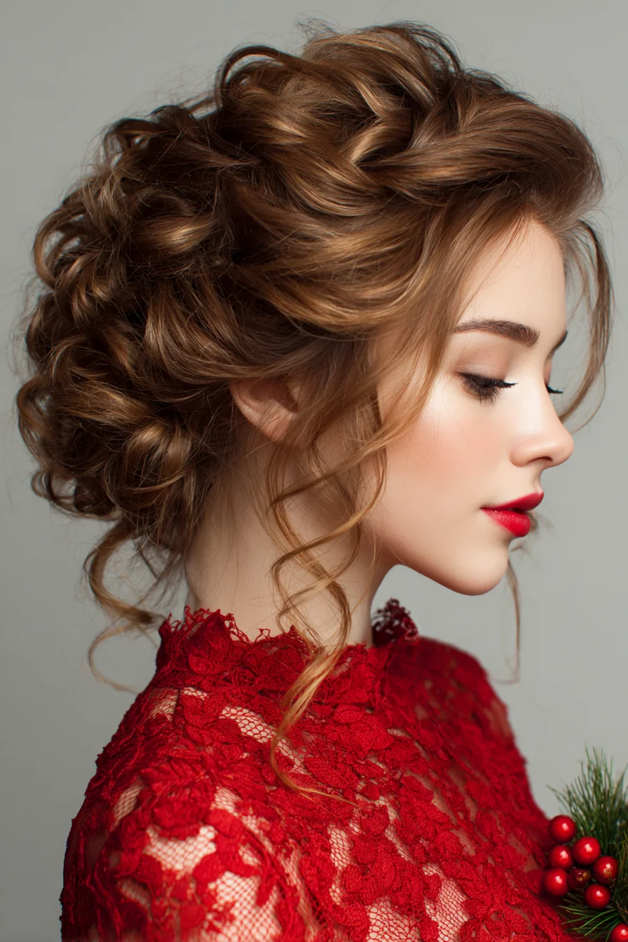 Textured Romantic Updo with Soft Face‑Framing Tendrils