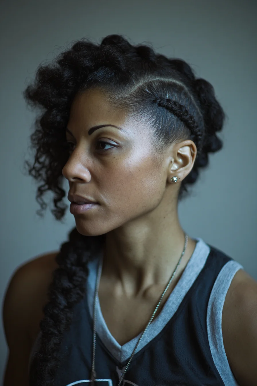 Textured Side Cornrows with Chunky Rope Braid — Natural 3A–4C Styles