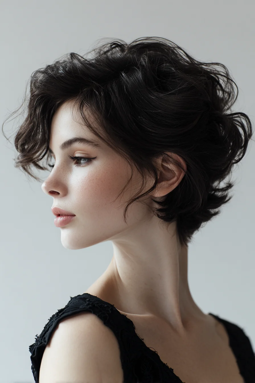 Textured Wavy Pixie Cut with Layered Volume