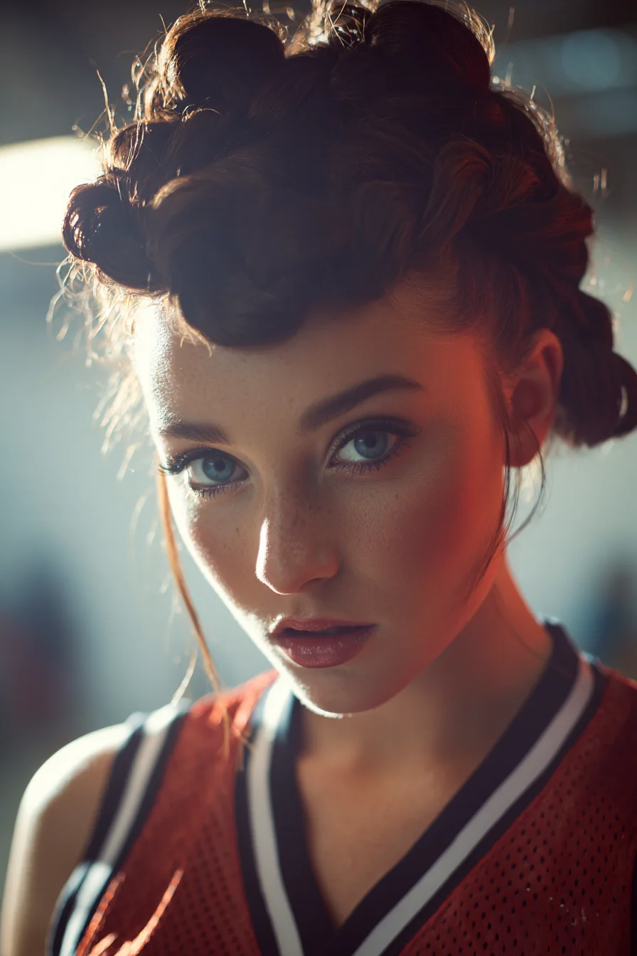 Twisted Crown Updo with Rolled Front (Braided Pin‑Up)