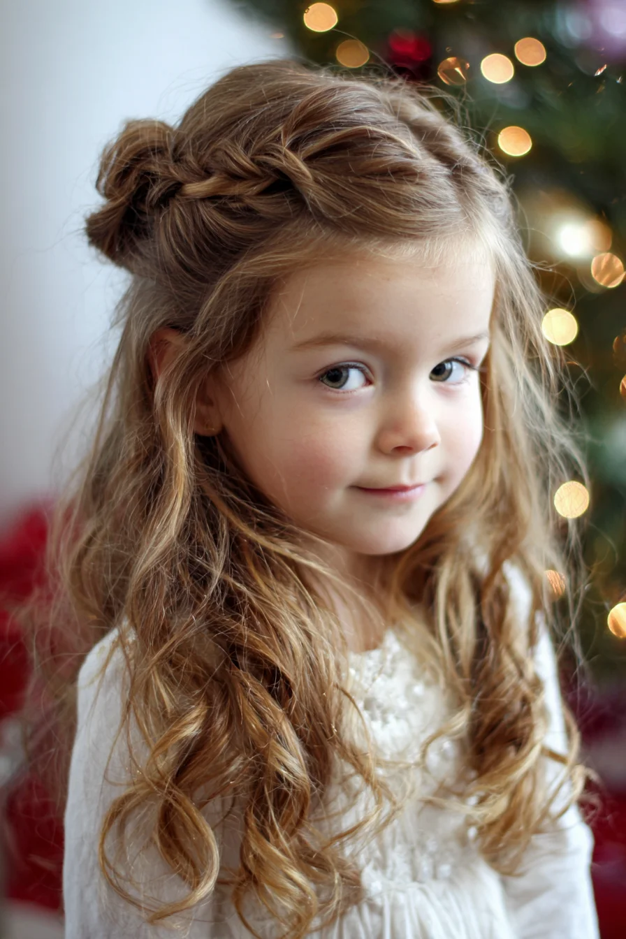 Twisted Half-Up Crown with Loose Curls — Braided Half-Up Hairstyle