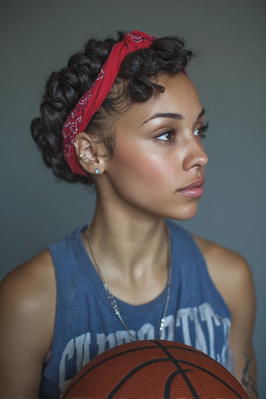 Twisted Halo Updo with Bandana — Natural Curly Protective Style