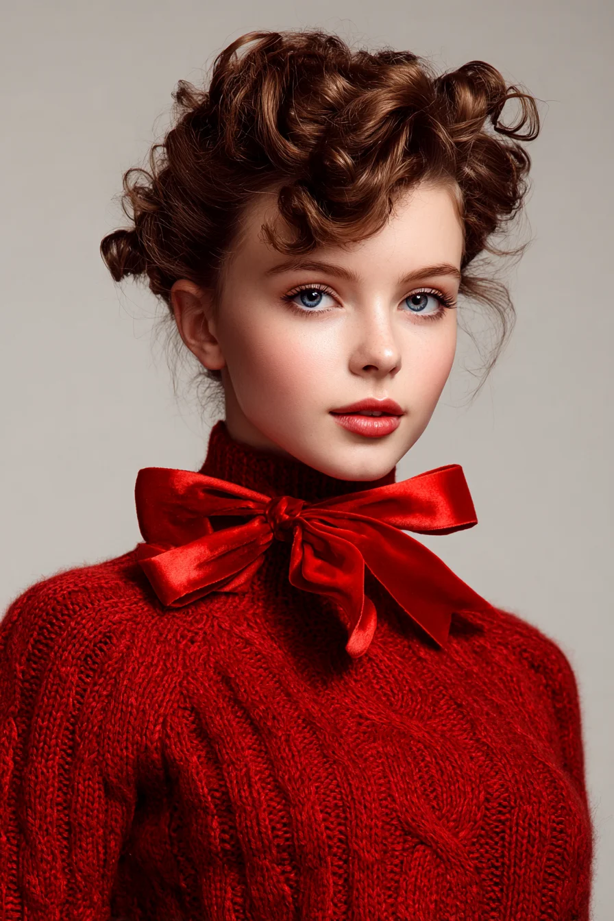 Vintage Pin-Curl Updo with Soft Face‑Framing Curls