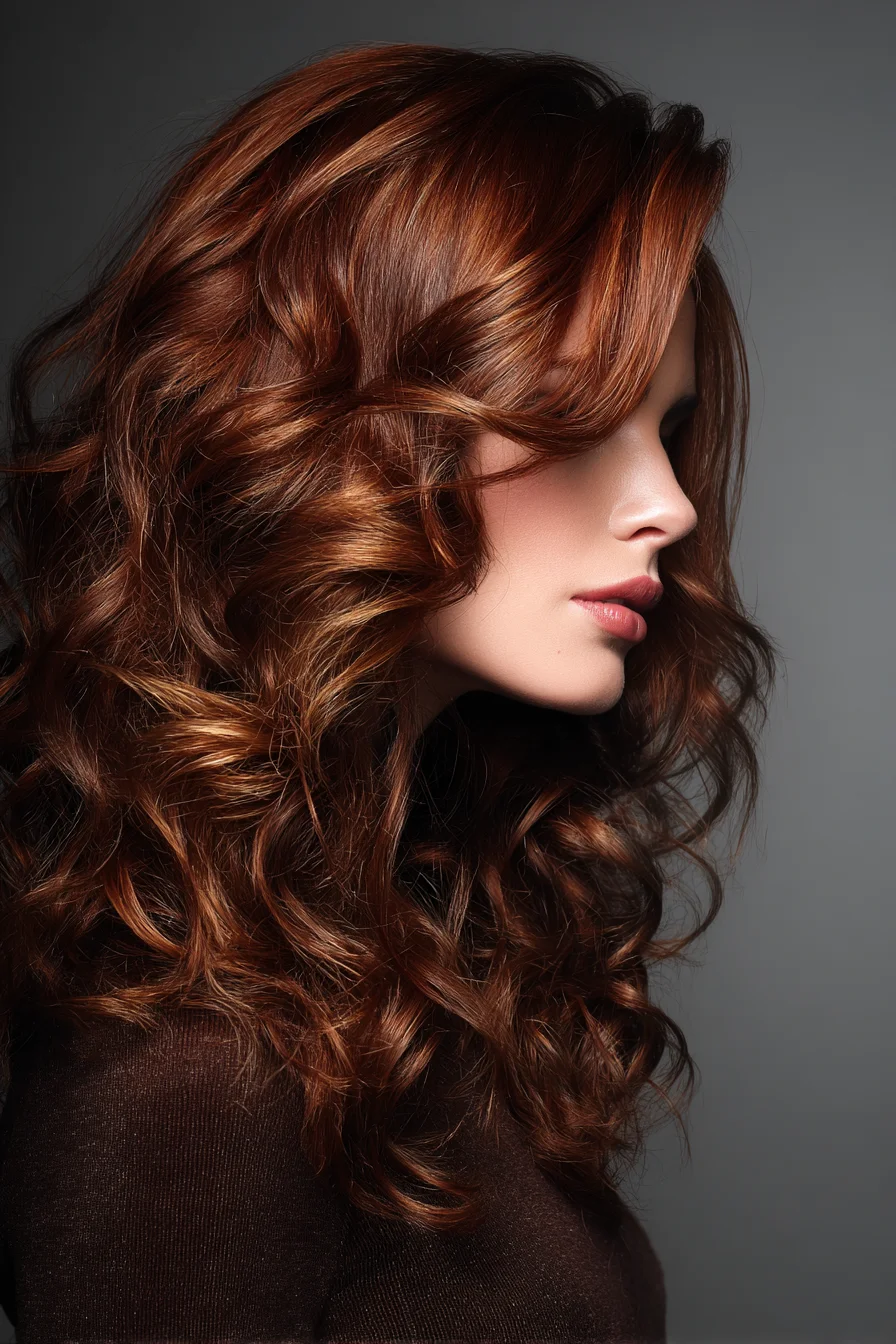 Voluminous Copper Waves with Long Layers and Side‑Swept Fringe