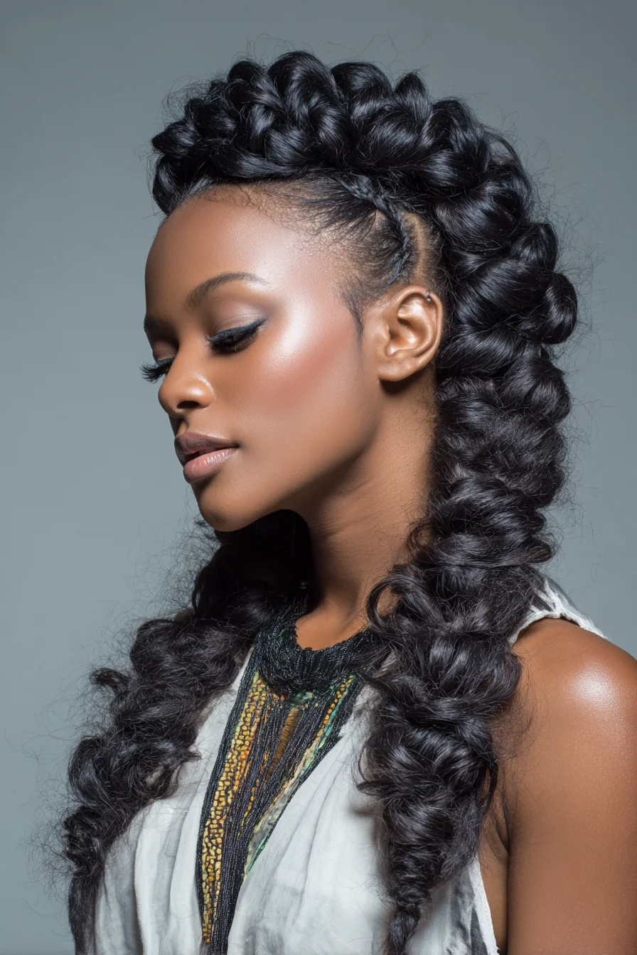 Voluminous Double Dutch Rope Braids with Pancaked Halo