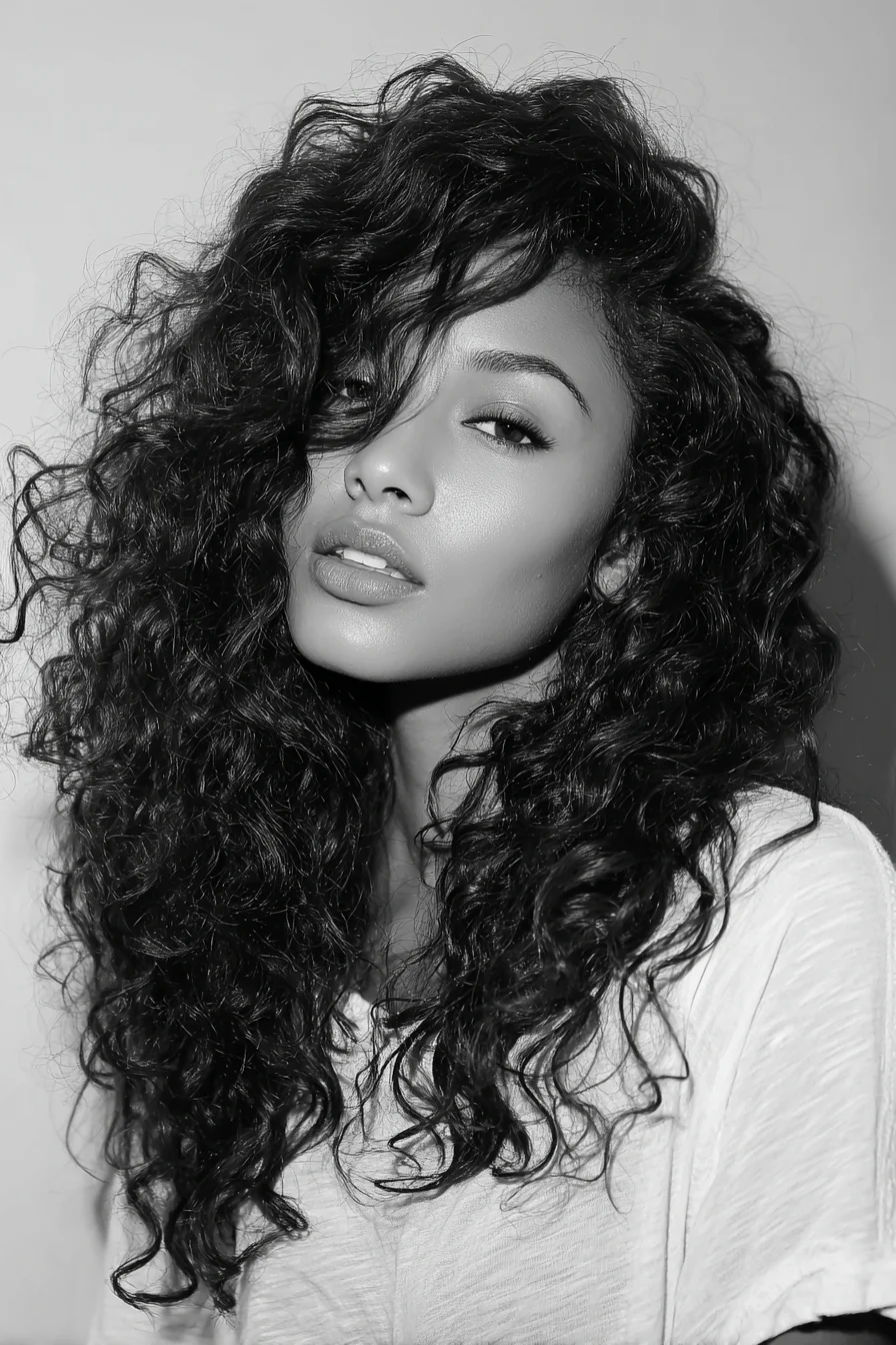 Voluminous Layered Curls with Side-Swept Face‑Framing Layers