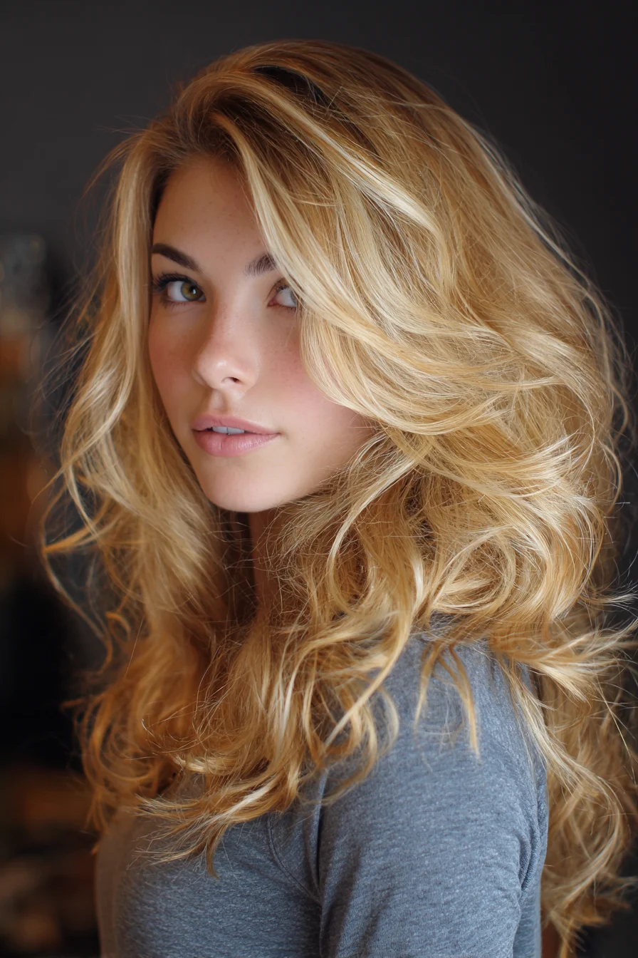Voluminous Long Layered Blowout with Face‑Framing Waves